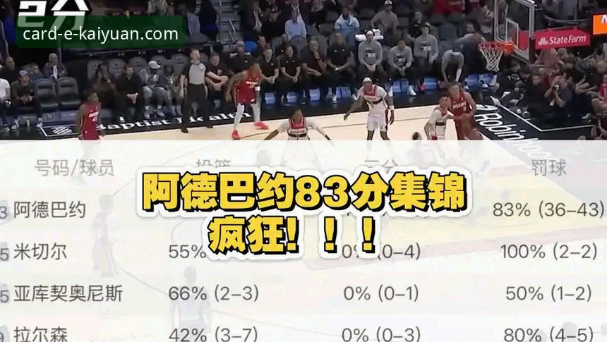 见证历史之夜：阿德巴约的83分传奇与你的观赛平台选择